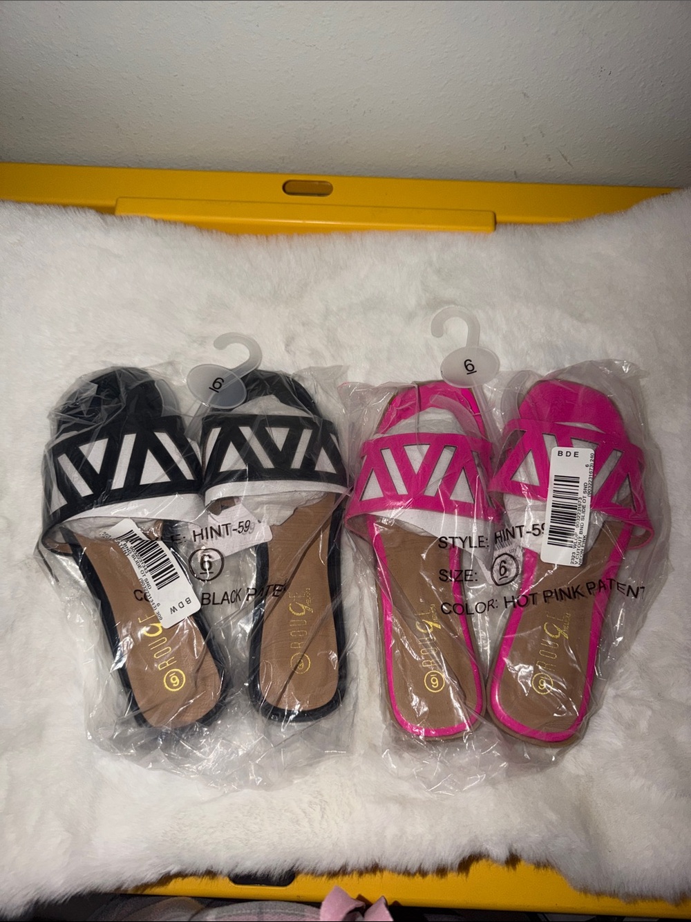 Women's Slide Sandals - Black and Hot Pink bundle